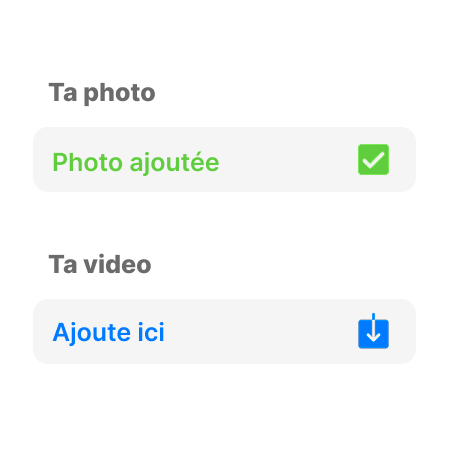 Interface d'ajout de photos et vidéos